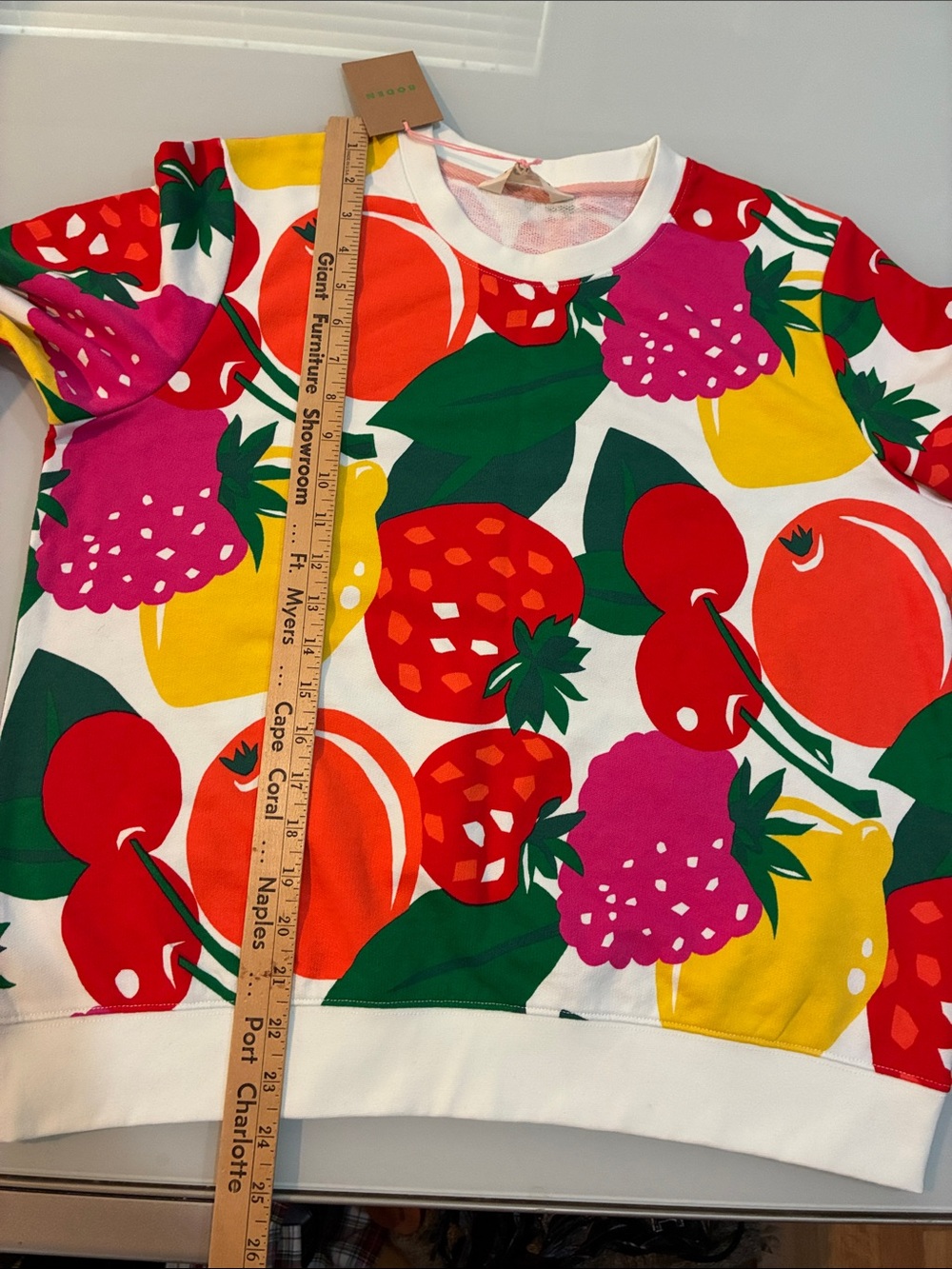 NWT Fruit Print Crewneck cotton Sweatshirt/top Boden colors pop! - Picture 3 of 6